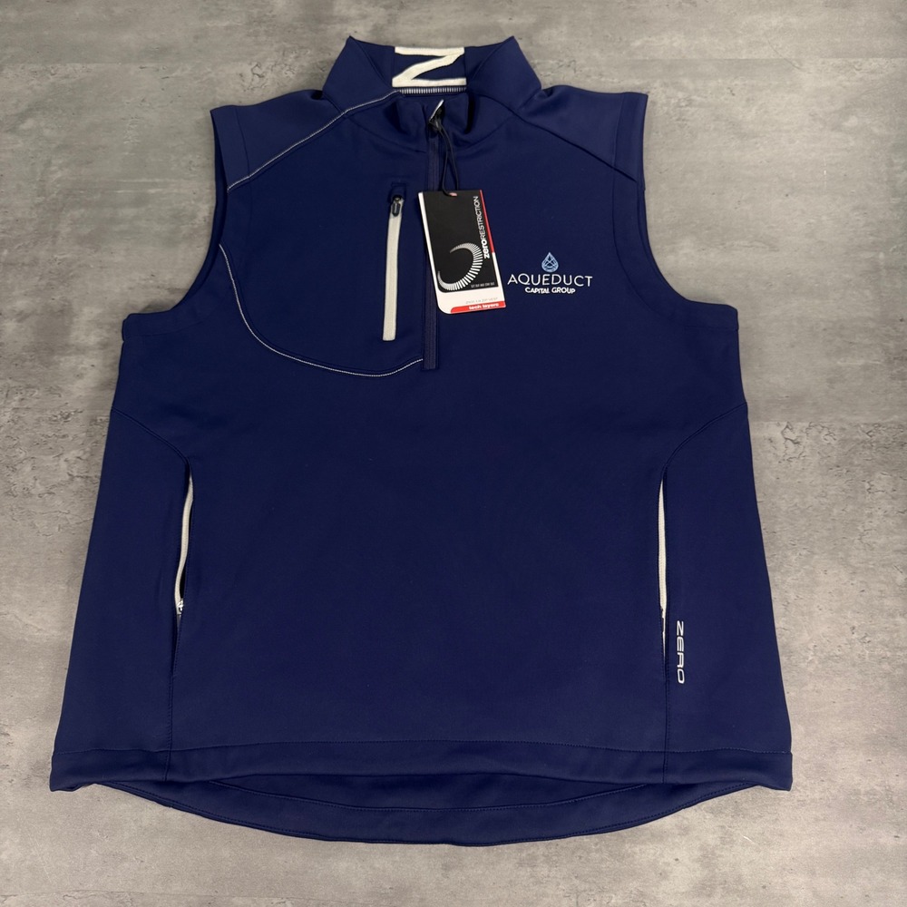 Zero Restriction Golf‎ Vest Mens Medium Navy Z500 1/4 Zip Tech Layer Tour Series